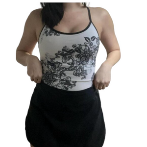 LULULEMON - Vintage Black and White Floral- Workout Tank - Size 2